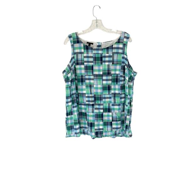 Talbots Plus Patchwork Sleeveless Madras Heritage Plaid Sleeveless Top Size 1X - Picture 1 of 10